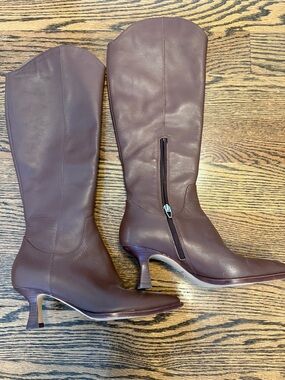 Dolce Vita Women's Knee-High Brown Leather Heeled Boots - Size 6